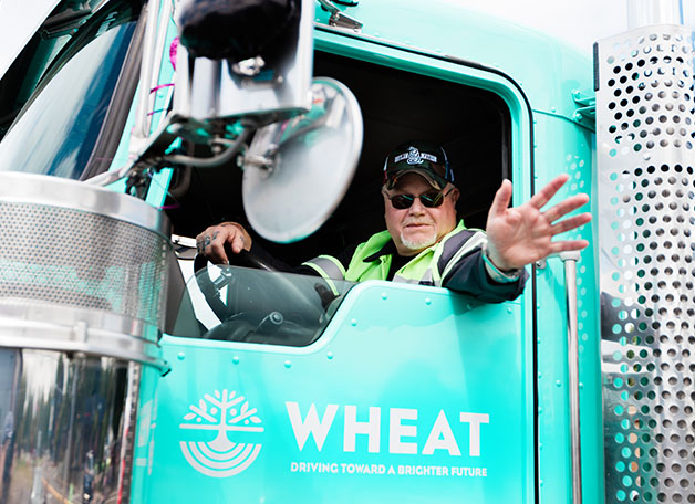 wheat truck cab driver wave